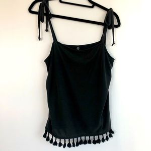 Lord & Taylor Design Lab Black Tassel Tank